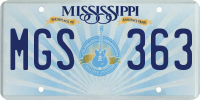 MS license plate MGS363