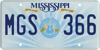 MS license plate MGS366