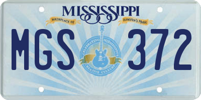 MS license plate MGS372