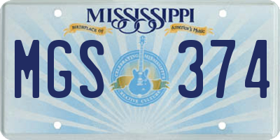 MS license plate MGS374