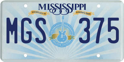 MS license plate MGS375