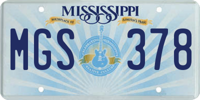 MS license plate MGS378