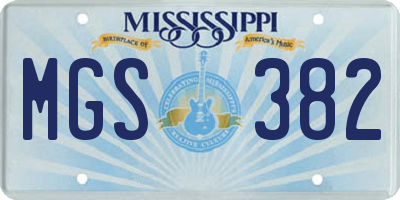 MS license plate MGS382