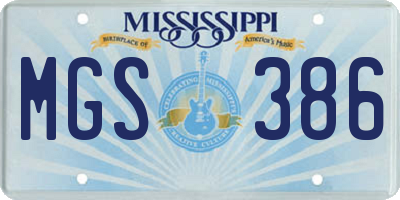 MS license plate MGS386