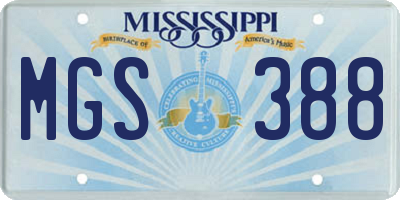 MS license plate MGS388
