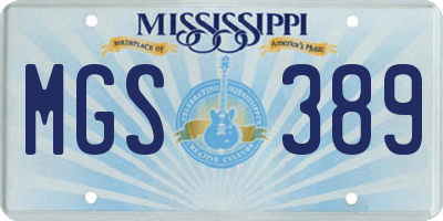 MS license plate MGS389