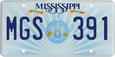 MS license plate MGS391