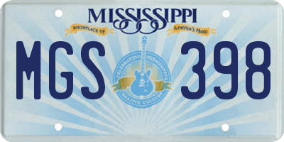 MS license plate MGS398