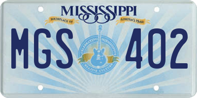 MS license plate MGS402