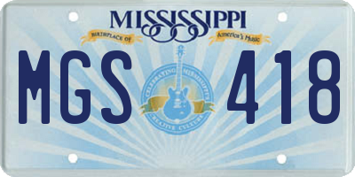 MS license plate MGS418