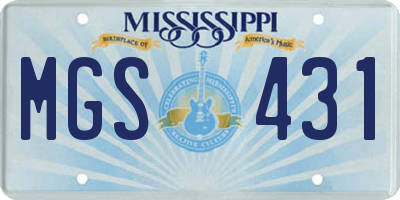 MS license plate MGS431