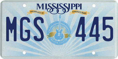 MS license plate MGS445