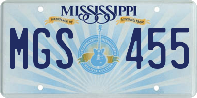 MS license plate MGS455