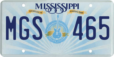 MS license plate MGS465