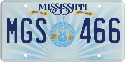MS license plate MGS466