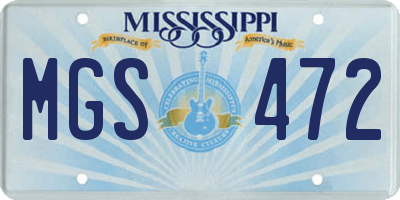 MS license plate MGS472