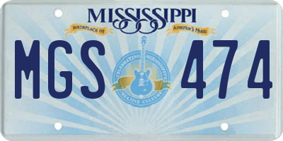 MS license plate MGS474
