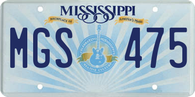 MS license plate MGS475