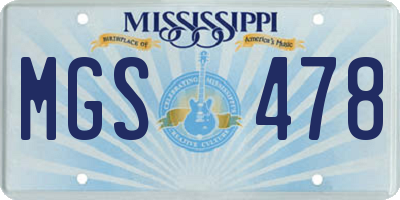 MS license plate MGS478
