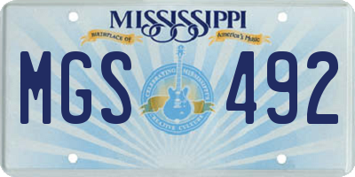 MS license plate MGS492