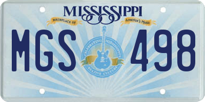 MS license plate MGS498
