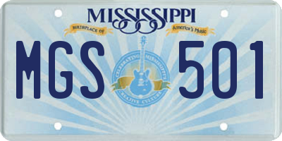 MS license plate MGS501