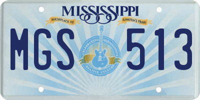 MS license plate MGS513