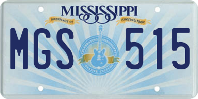 MS license plate MGS515
