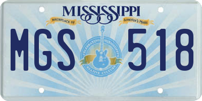 MS license plate MGS518