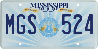MS license plate MGS524