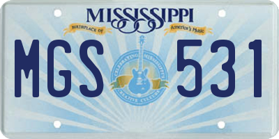 MS license plate MGS531