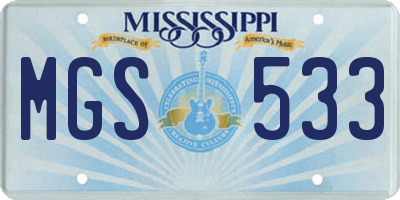 MS license plate MGS533