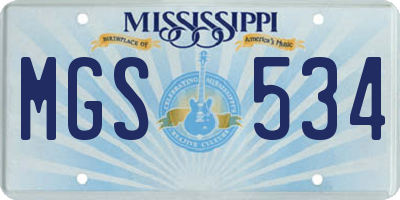 MS license plate MGS534