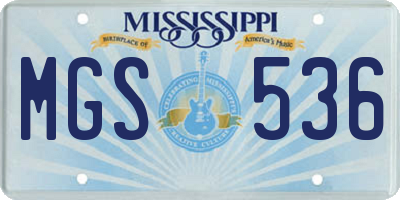 MS license plate MGS536