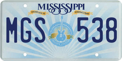 MS license plate MGS538
