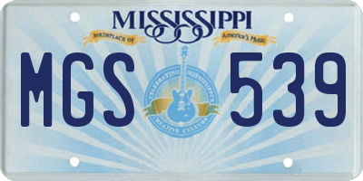 MS license plate MGS539