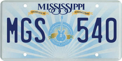MS license plate MGS540