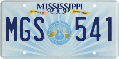 MS license plate MGS541