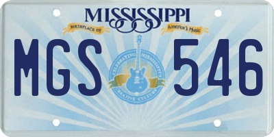 MS license plate MGS546