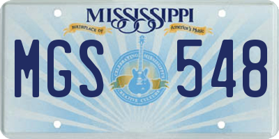 MS license plate MGS548