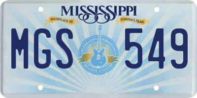 MS license plate MGS549