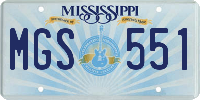 MS license plate MGS551