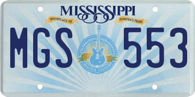 MS license plate MGS553