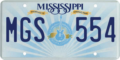 MS license plate MGS554