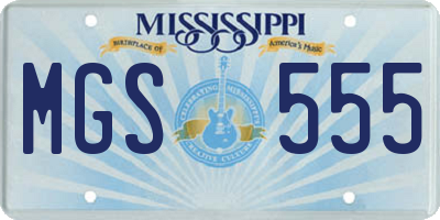 MS license plate MGS555