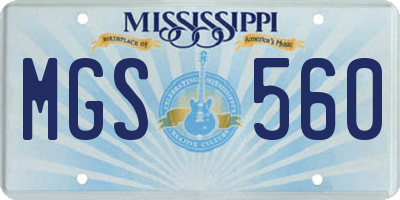 MS license plate MGS560