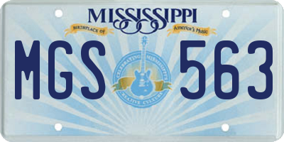 MS license plate MGS563