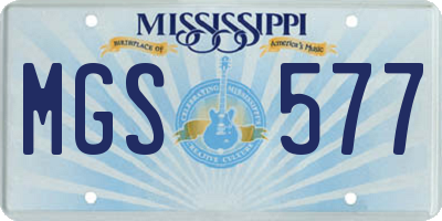 MS license plate MGS577