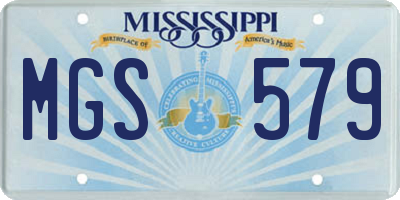 MS license plate MGS579