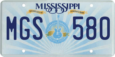 MS license plate MGS580